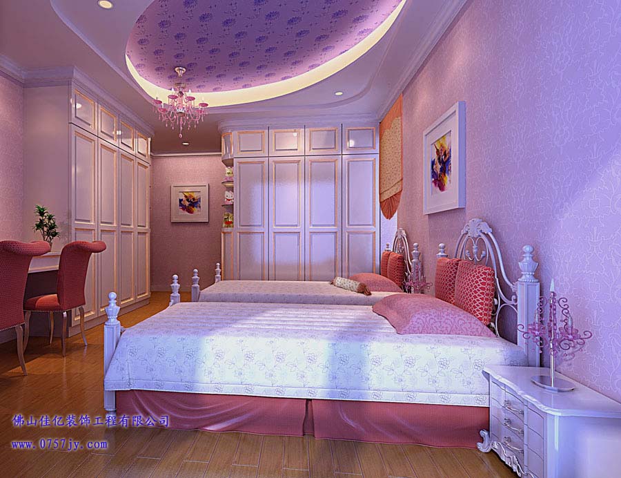 欧式室内装潢女生卧室效果图
