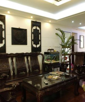 中式客厅实木家具摆放图片