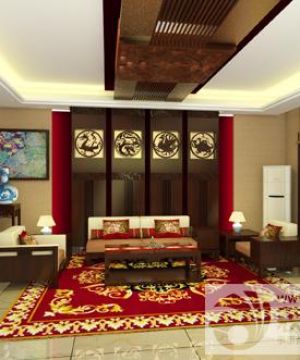 中式客厅实木沙发装修图片