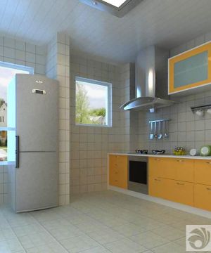 现代厨房黄色橱柜装修图片