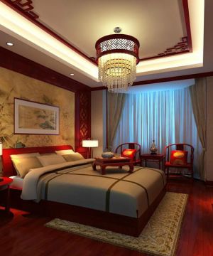 中式新古典风格卧室布局效果图欣赏