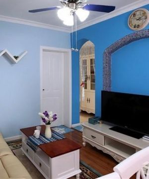 地中海式小客厅液晶电视背景墙效果图