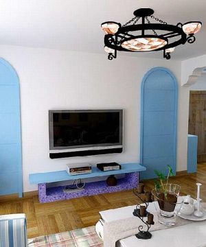 最新地中海风格客厅液晶电视背景墙装修效果图欣赏