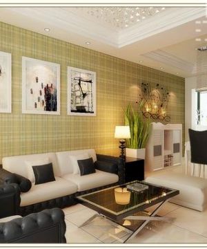 简约家装设计客厅壁纸沙发背景墙装修效果图片