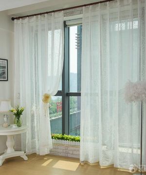 小清新别墅室内客厅窗帘装修设计效果图欣赏
