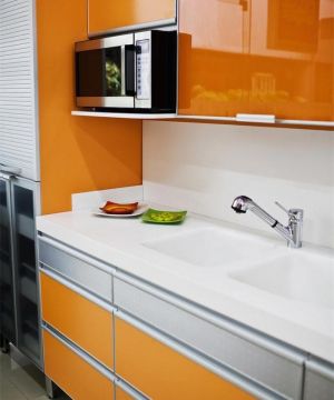时尚橙色厨房橱柜颜色装修图片大全