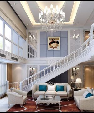 最新时尚欧式家装设计顶级别墅客厅楼梯装修效果图大全