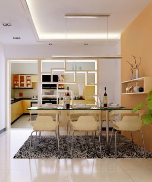 现代风格设计厨房与餐厅隔断装修样板间效果图片