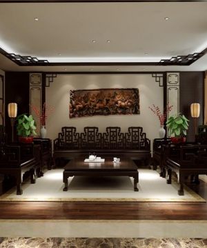 中式新古典风格家庭休闲区沙发装修设计效果图欣赏