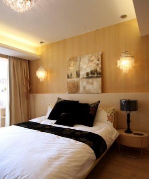 现代设计风格卧室床头装饰画设计效果图