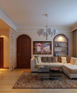 美式混搭客厅镂空雕花隔断设计效果图欣赏
