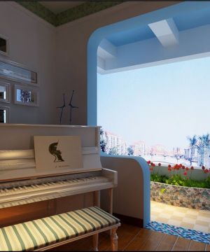 2023地中海风格设计室内时尚钢琴装修图片