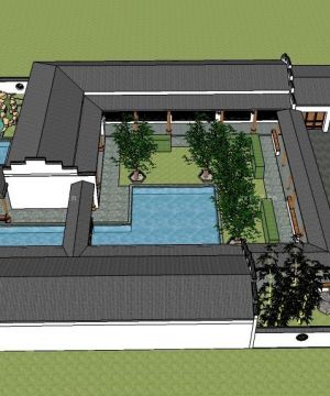 2023最新现代四合院别墅带泳池设计图