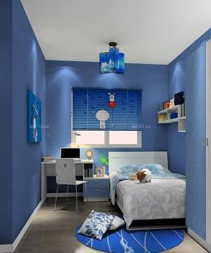 70平米房子蓝色儿童卧室设计2023图片