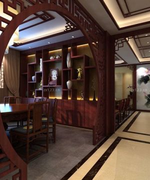 中式风格餐厅博古架装修样板房