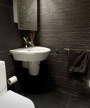 最新黑色墙砖家庭卫生间装修图片