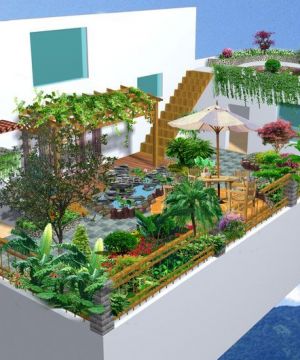 屋顶花园绿化装修设计效果图大全2023图片