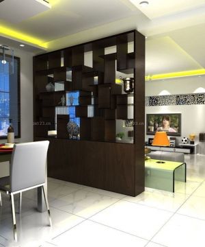 最新简约现代风格110平米房子客厅餐厅隔断博古架装饰效果图