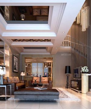 最新现代设计风格大客厅室内旋转楼梯装修效果图片