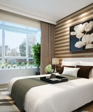 沉稳现代80平米样板房卧室床头灯饰设计效果图