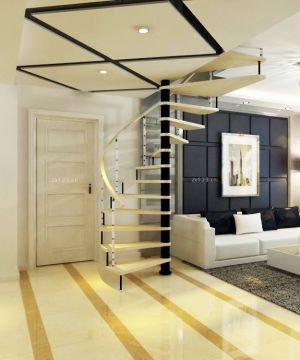 现代风格电梯洋房室内旋转楼梯效果图欣赏