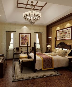 110平方米家居室内卧室仿木地板瓷砖设计图片