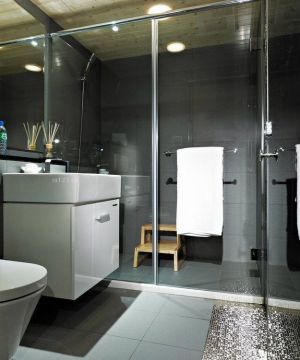2023最新简约时尚小户型浴室不锈钢玻璃隔断设计实景图