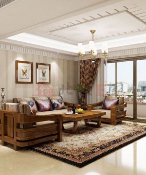 中式仿古装修时尚客厅组合沙发图片