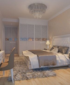 现代设计风格主卧室双人床欧式壁纸图片欣赏