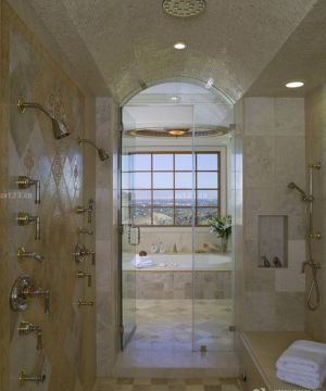 最新浴室仿古砖装修效果图大全2023图片