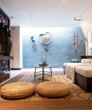 东南亚风格设计三室两厅客厅装修风格多人沙发效果图