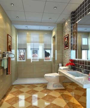 欧式风格家装卫生间地面瓷砖铺贴图设计