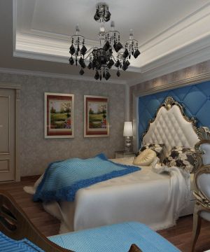 2023欧式家装设计三室两厅主卧室欧式床布置图