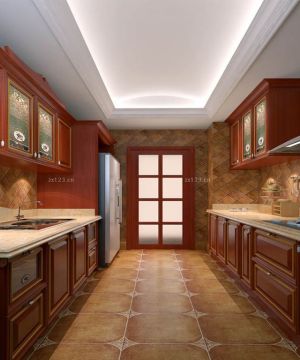 2023最新美式风格厨房地面瓷砖铺贴效果图
