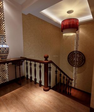 中式风格实木楼梯扶手效果图欣赏
