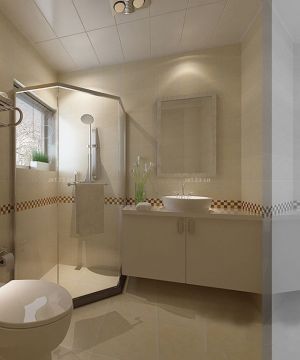 简约风格小户型浴室条形铝扣板吊顶装修效果图欣赏