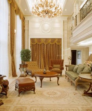 欧式风格别墅客厅窗帘装饰效果图欣赏
