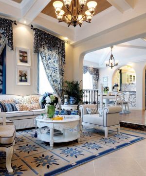 地中海风格豪华别墅挑高客厅装修效果图欣赏