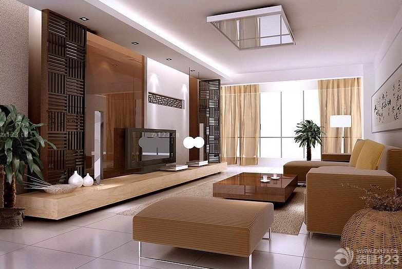 时尚现代风格颜色搭配三室一厅新房客厅装修效果图