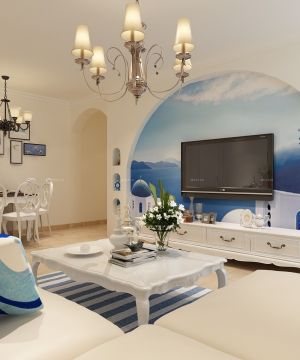 2023地中海风格客厅电视背景墙壁纸设计效果图欣赏
