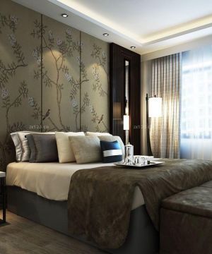 最新现代风格颜色搭配大卧室床头背景墙设计图