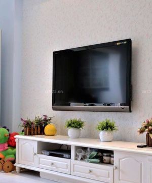 90平米田园风格家居客厅电视组合柜效果图片