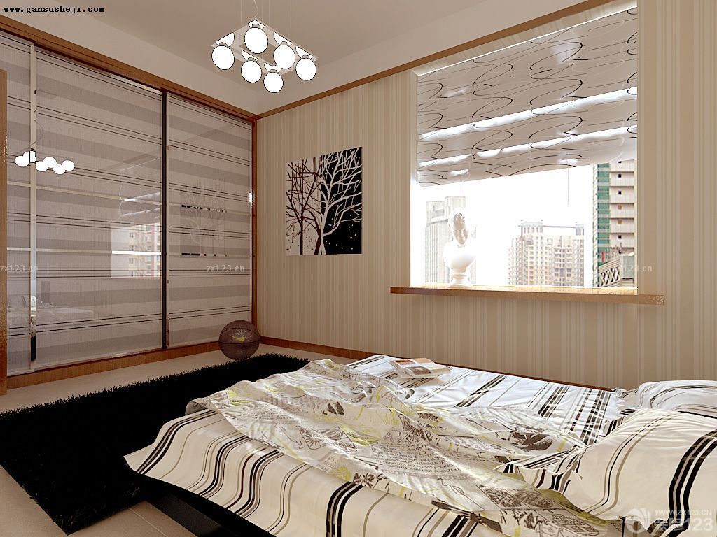 最新120平家庭中式风格卧室床效果图