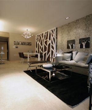90平米小三室现代设计风格2023家装客厅效果图