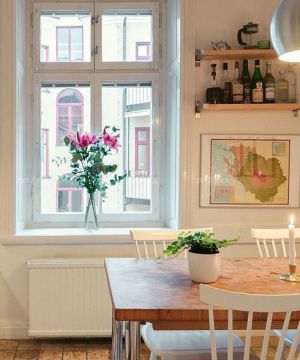 北欧田园风格小户型厨房餐厅一体图片 