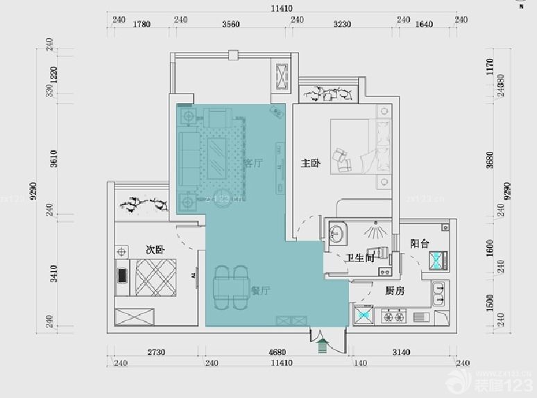 两房两厅户型图2023