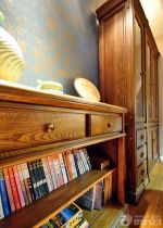 棕色实木材质美式书柜装修图片大全