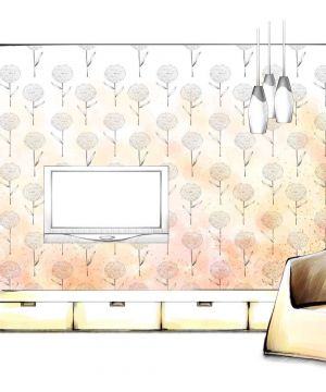 交换空间小户型改造手绘美式家具装修效果图片