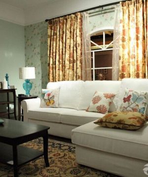 二室一厅白色美式沙发设计效果图