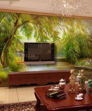 2023自然清新美式客厅电视背景墙装修效果图赏析